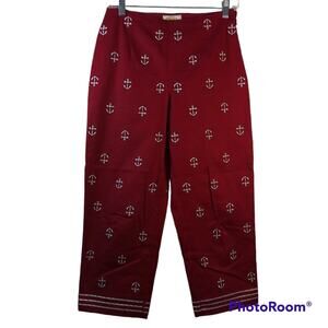 TALBOTS PETITE STRETCH CAPRI RED NAUTICAL PANTS SIZE 6